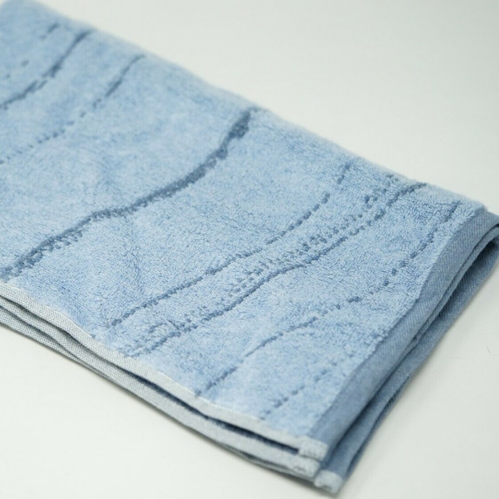 2 Marble 100% Cotton Striped Wavy Hand Towels Blue